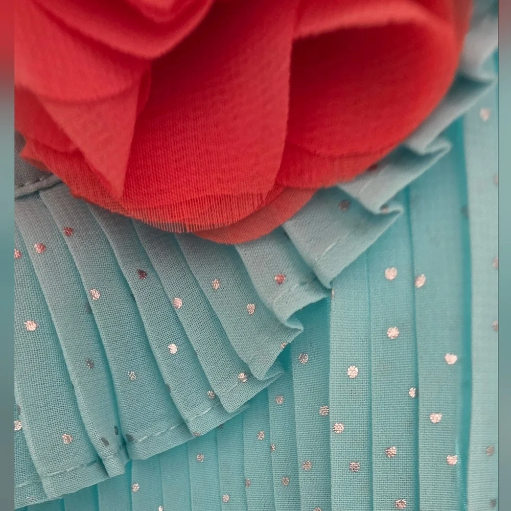 552. American Girl Pleats & Petals Aqua Pleated Dress - Girls Size 5